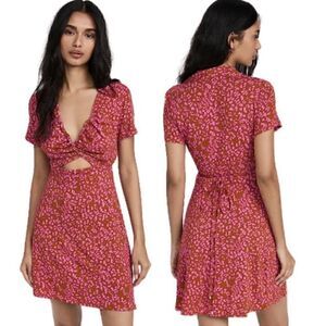 Free People Women's Marsaille Front-Cutout Tie-Waist Mini Dress Rust Combo